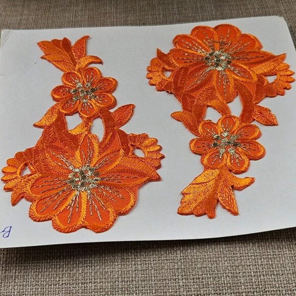Leaf Shape Patches Embroidery Iron On Orange Patches Set of 2 - Picture 7 of 7